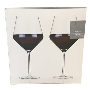 Viski Angled Crystal Burgundy Glasses 4532